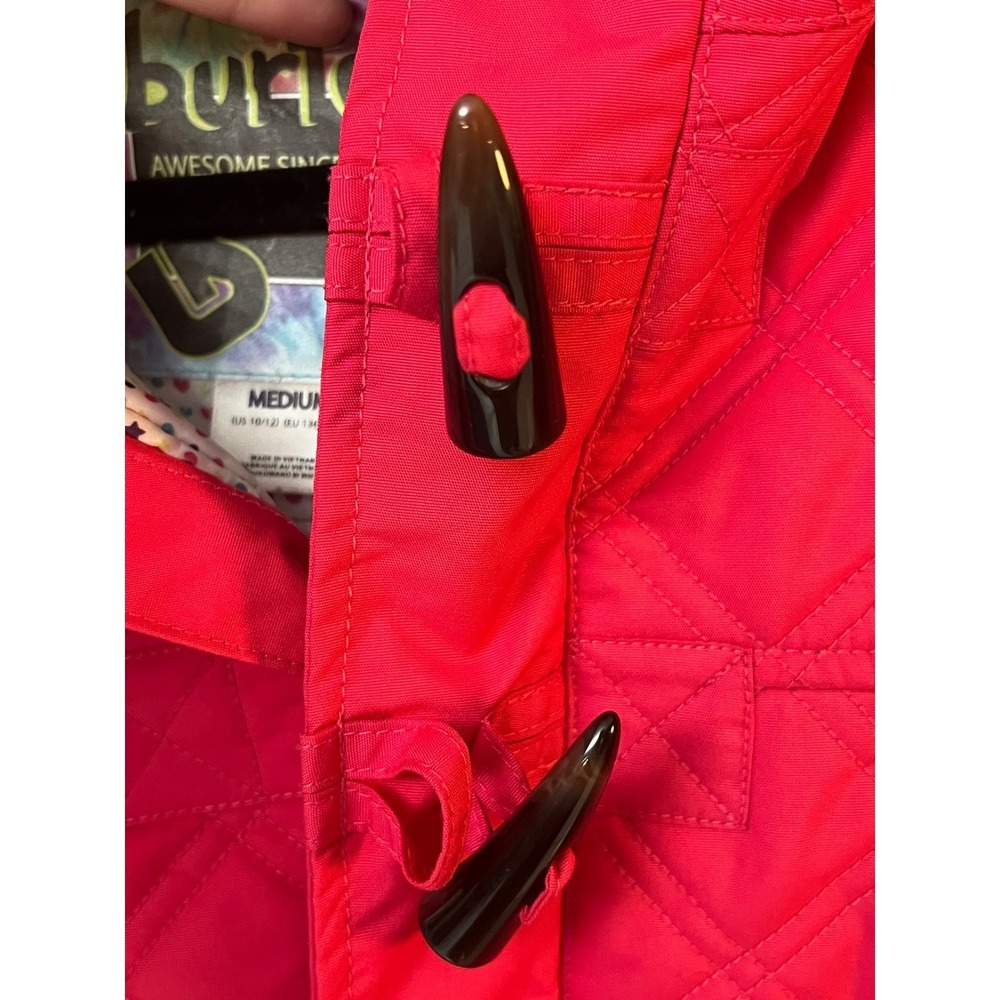 Burton Girls Hot Pink Quilted Snowboard Jacket Hooded Ski Coat Size Medium 10/12 - Picture 5 of 8